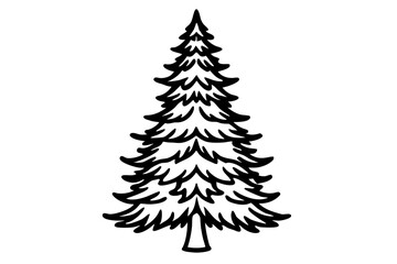 Vector Line Art Tree Illustration – Minimal Tree Clipart, Logo Icon Design on White Background