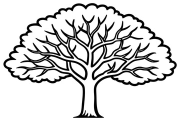 Vector Line Art Tree Illustration – Minimal Tree Clipart, Logo Icon Design on White Background