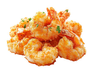 Crispy fried shrimp recipe kitchen food bright lighting isolated on transparent background