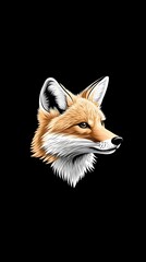 Fototapeta premium A detailed portrait of a red fox's head, against a black background, showcasing its fur texture and intense gaze