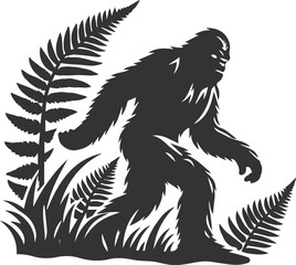 Black bigfoot vector silhouette