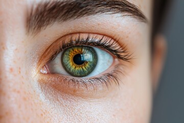 Stunning close-up of hazel eye with perfectly shaped eyebrows