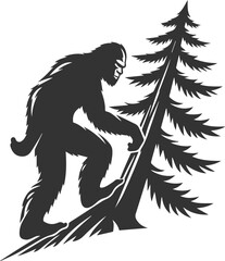 Black bigfoot vector silhouette