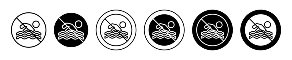 No swimming sign icons. minimal vector symbol