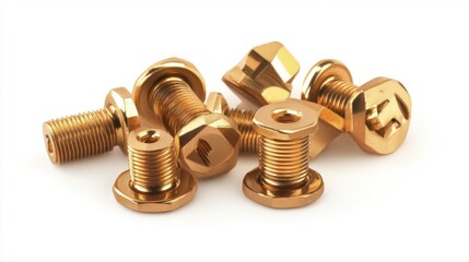 Golden Rivets Isolated on White Background. Generative AI