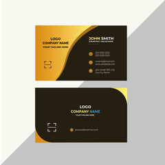 Double-sided creative business card template. Portrait and landscape orientation. black and golden corporate business card design.