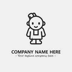 Flower illustration black and white for logo company vector image
