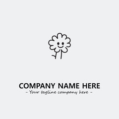 Flower illustration black and white for logo company vector image
