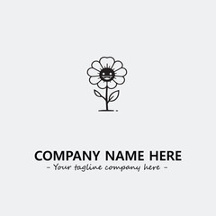 Flower illustration black and white for logo company vector image
