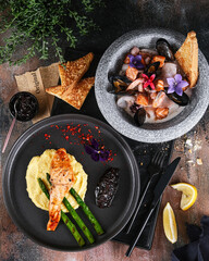 Savor our Gourmet Seafood and Grilled Salmon Platter crafted with