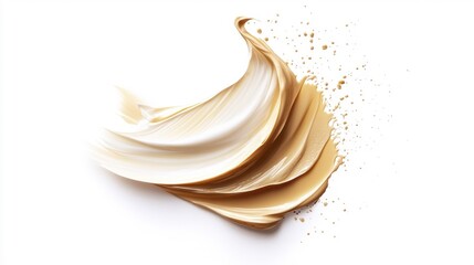 Beige color brush stroke isolated on white background. Generative AI