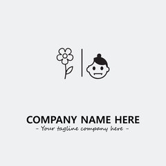 Flower illustration black and white for logo company vector image
