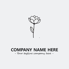 Flower illustration black and white for logo company vector image
