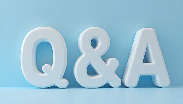 A 3D rendering of the letters Q and A on a blue background.
