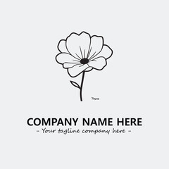 Flower illustration black and white for logo company vector image
