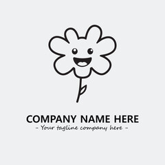 Flower illustration black and white for logo company vector image
