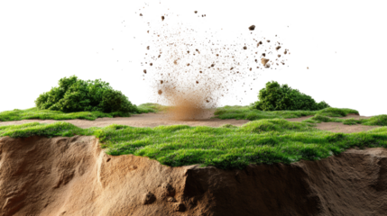 Earth's Unveiling: Witness the power of erosion and geological processes as the soil breaks apart and natural beauty is revealed