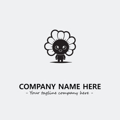 Flower illustration black and white for logo company vector image
