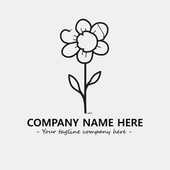 Flower illustration black and white for logo company vector image
