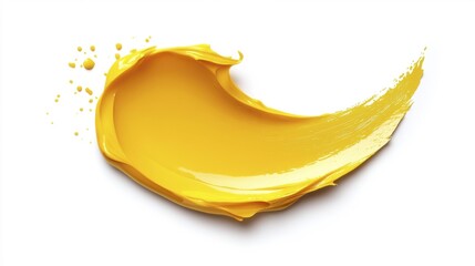 Yellow paint splash on white background. Generative AI
