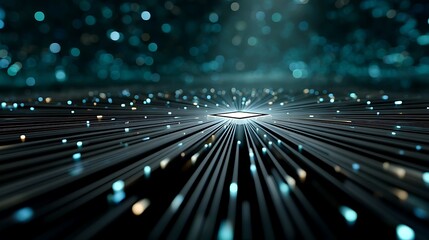 Abstract Digital Background with Bright Lights and Lines Creating Depth in Futuristic Data Visualization Scene