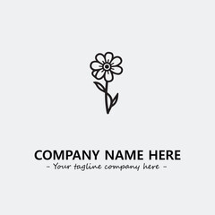 Flower illustration black and white for logo company vector image
