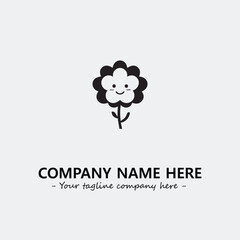 Flower illustration black and white for logo company vector image

