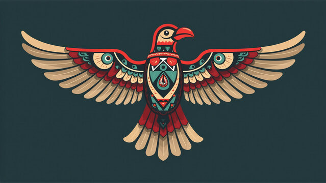 Native American Thunderbird Symbol: A Cultural Vector for Indigenous Designs and Spiritual Themes