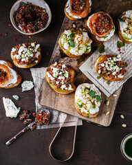 Delicious Assorted Appetizers with a Variety of Fresh Toppings and