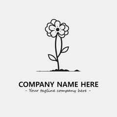 Obraz premium Flower illustration black and white for logo company vector image 