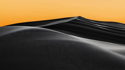 Black sand dune with sunset desert.