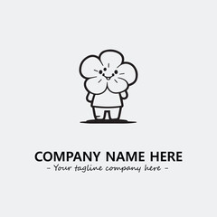 Flower illustration black and white for logo company vector image
