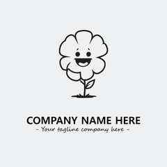 Flower illustration black and white for logo company vector image
