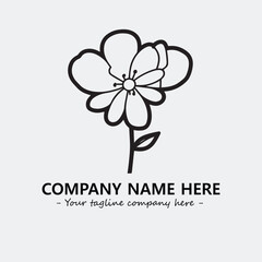 Flower illustration black and white for logo company vector image
