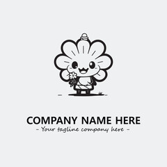 Flower illustration black and white for logo company vector image
