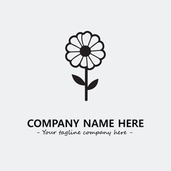 Flower illustration black and white for logo company vector image
