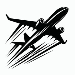 Soaring Silhouette: A sleek silhouette of an airplane takes flight against a dynamic backdrop, embodying speed, exploration, and the spirit of travel.