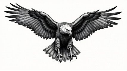 Obraz premium Vintage Engraved Eagle: A Detailed and Classic Vector for Historical Illustrations and Educational Materials