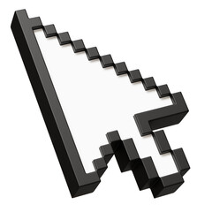 Retro 3d pixel mouse cursor icon illustration isolated on transparent background © Andy March