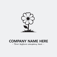Flower illustration black and white for logo company vector image
