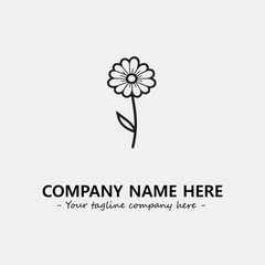 Flower illustration black and white for logo company vector image
