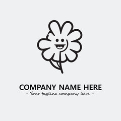 Flower illustration black and white for logo company vector image
