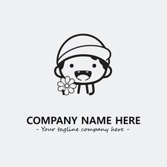 Flower illustration black and white for logo company vector image
