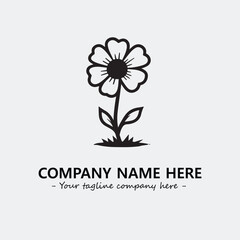 Flower illustration black and white for logo company vector image
