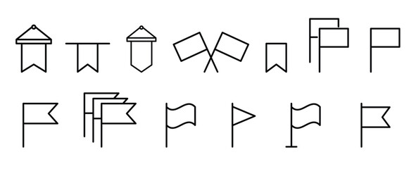 Set of black flag icons with various shapes vector eps10.