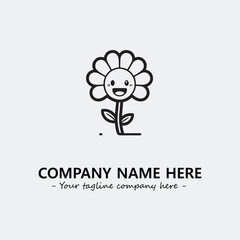 Flower illustration black and white for logo company vector image
