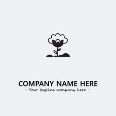 Flower illustration black and white for logo company vector image
