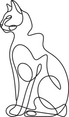 Stylized black cat in abstract profile pose illustrated with a continuous line art technique vector format emphasizing feline grace minimalism and modern artistic expression