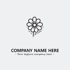 Flower illustration black and white for logo company vector image
