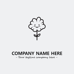 Flower illustration black and white for logo company vector image
